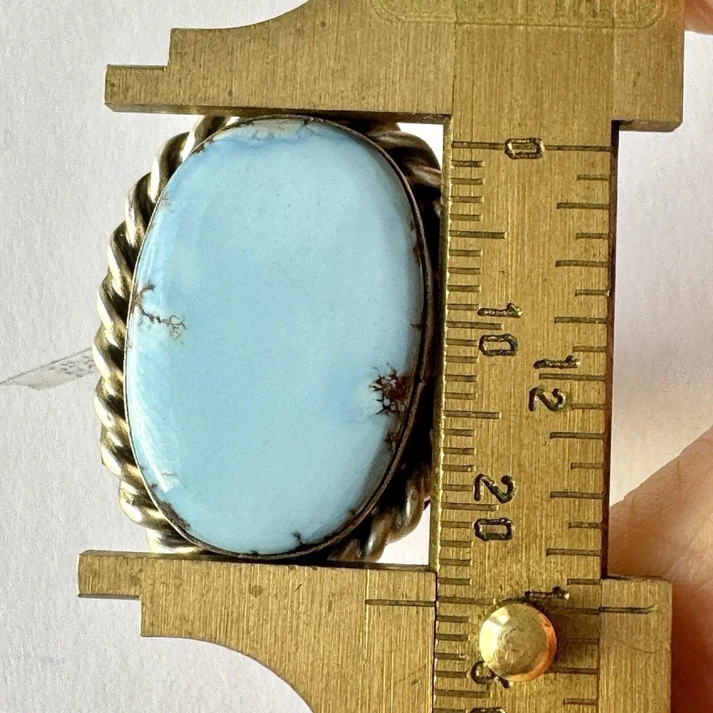 Navajo Mens Turquoise Ring Golden Hills Blue Sz 12 Signed Tillie Jon Sterling